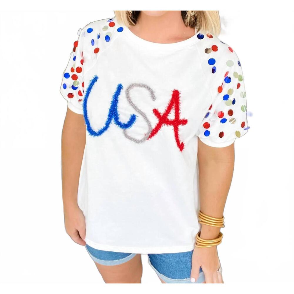 NEW BIBI all-american sparkle top in white